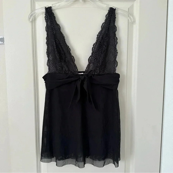 Victoria's Secret Other - Victorias Secret‎ Medium Black Teddy Tank Top Lace Sheer